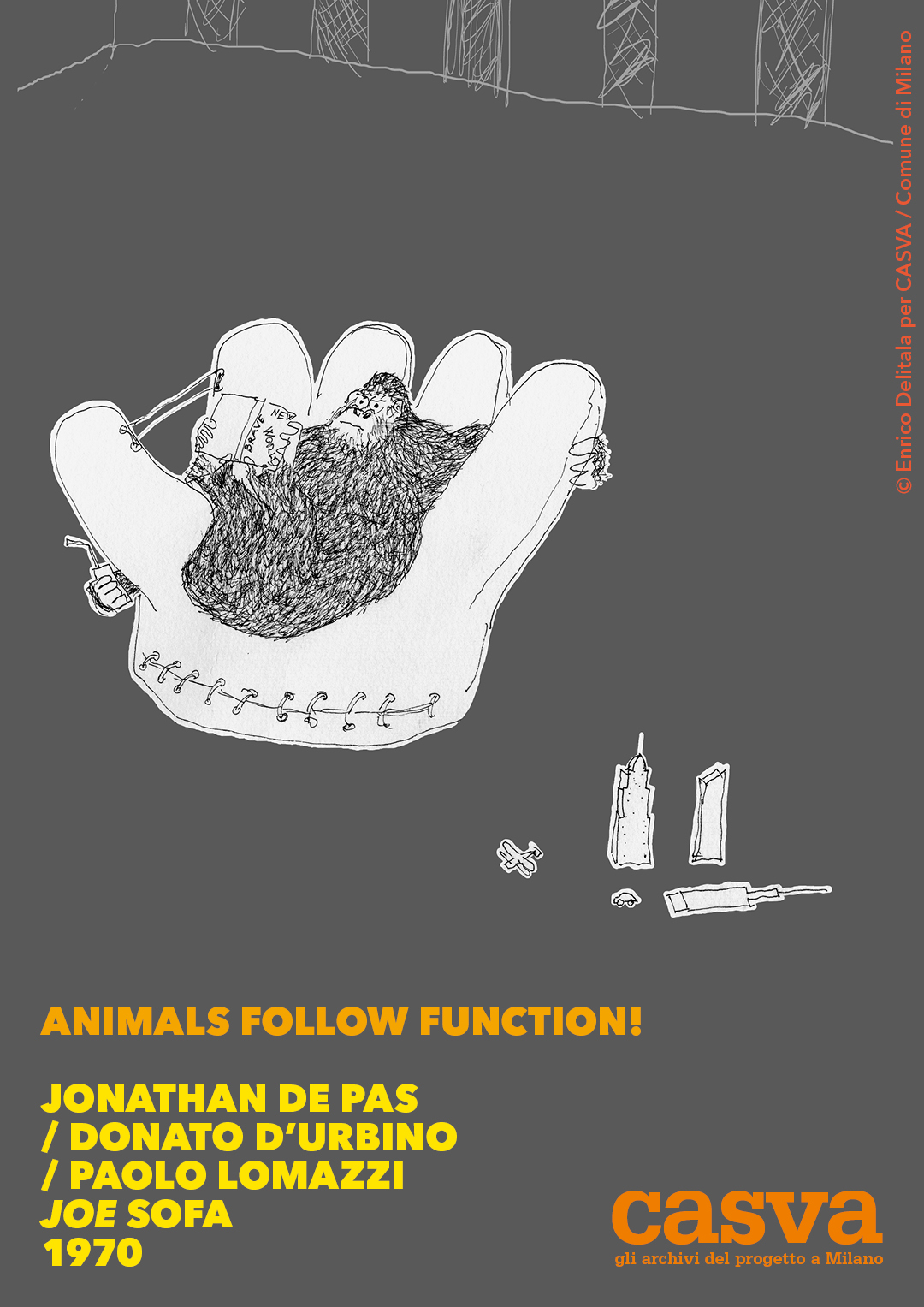 Gorilla: Enrico Delitala illustrator animals follow function form follows function CASVA De Pas D’Urbino Lomazzi Jonathan De Pas Donato D'Urbino Paolo Lomazzi Joe sofa